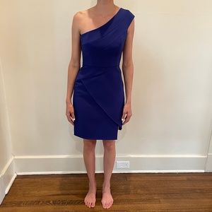 BCBG One Shoulder Blue Cocktail Party Mini Dress